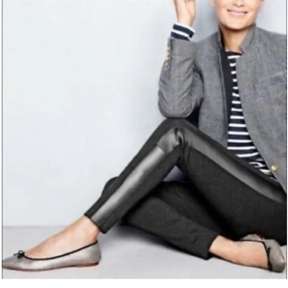 J. Crew Black Women's Pants with 100% Leather Stripe